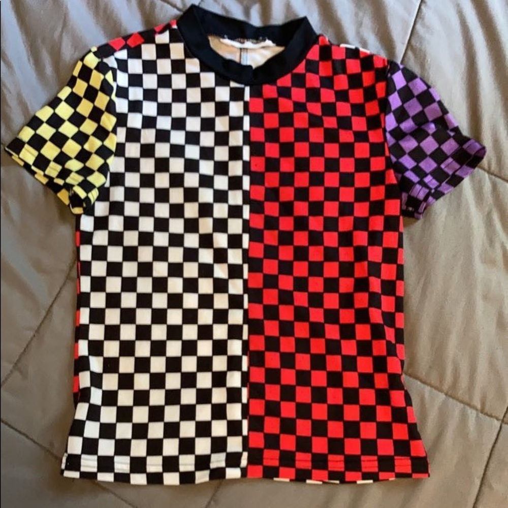 checker ribbed crop top